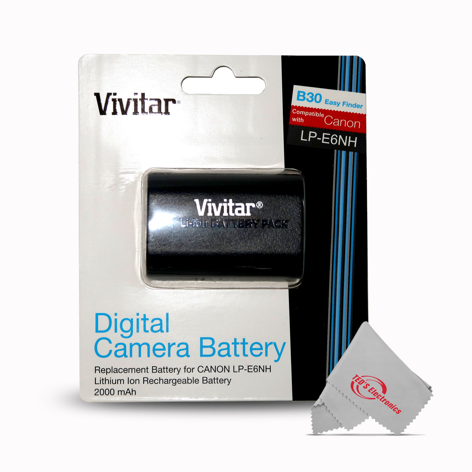 Vivitar CBE6NH 7.4V 2000mAh Liion Battery for Canon LPE6NH