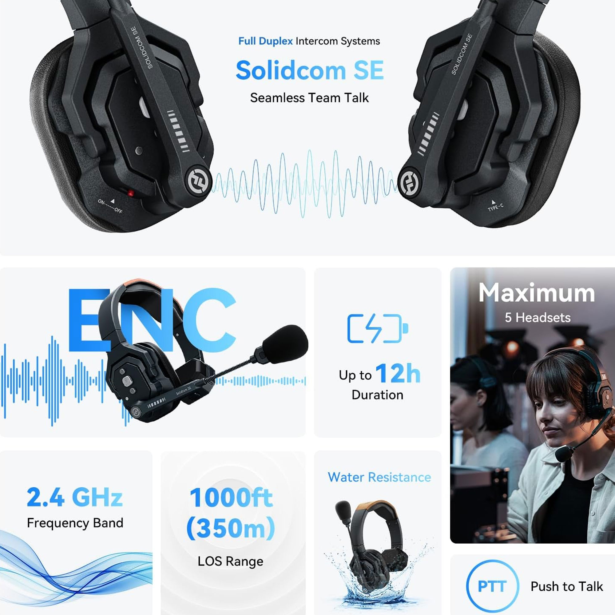 Hollyland Solidcom SE Global 4S 4-Person Single-Ear Wireless