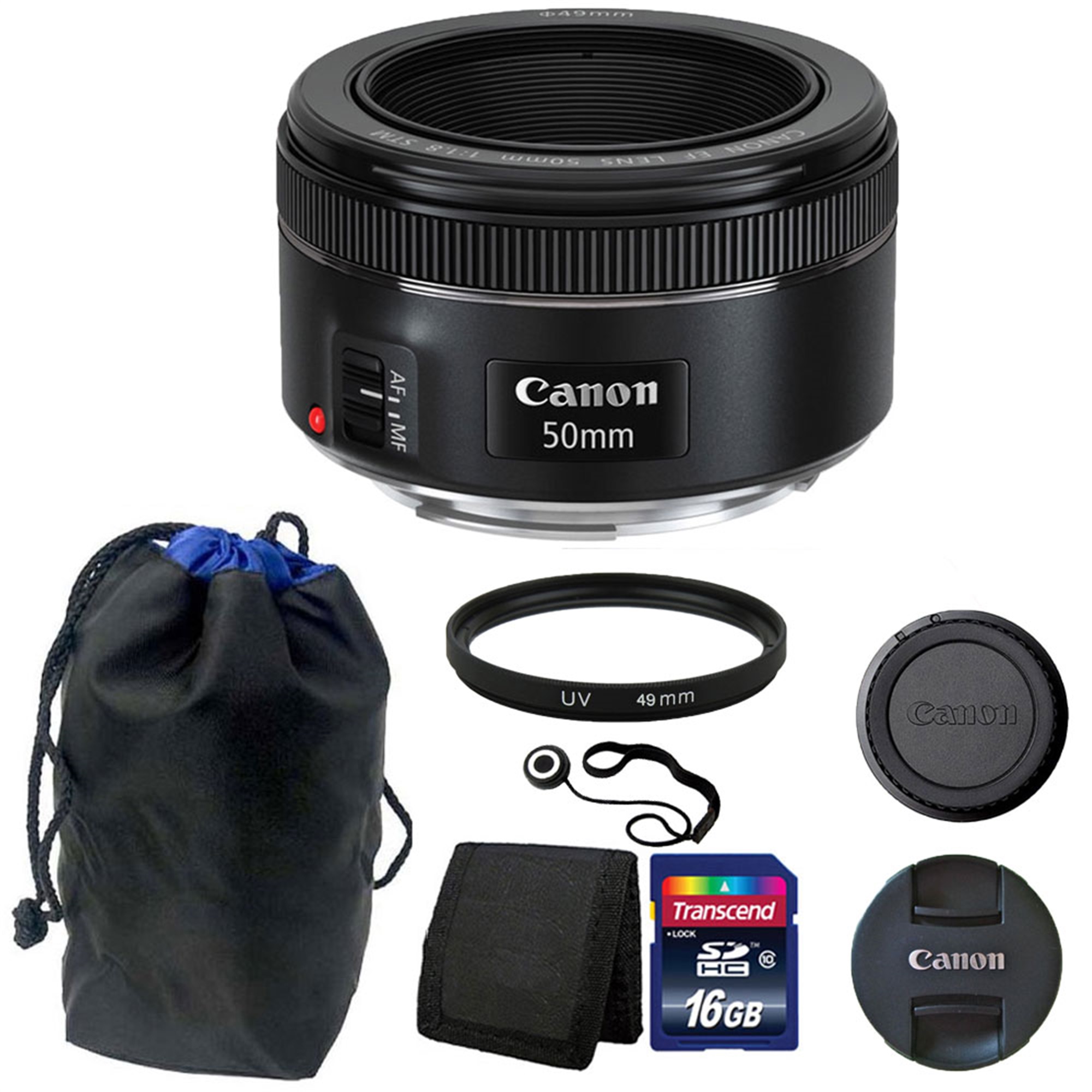 Canon EF 50mm f/1.8 STM Lens with Pouch + 16GB Top Accessories! | eBay
