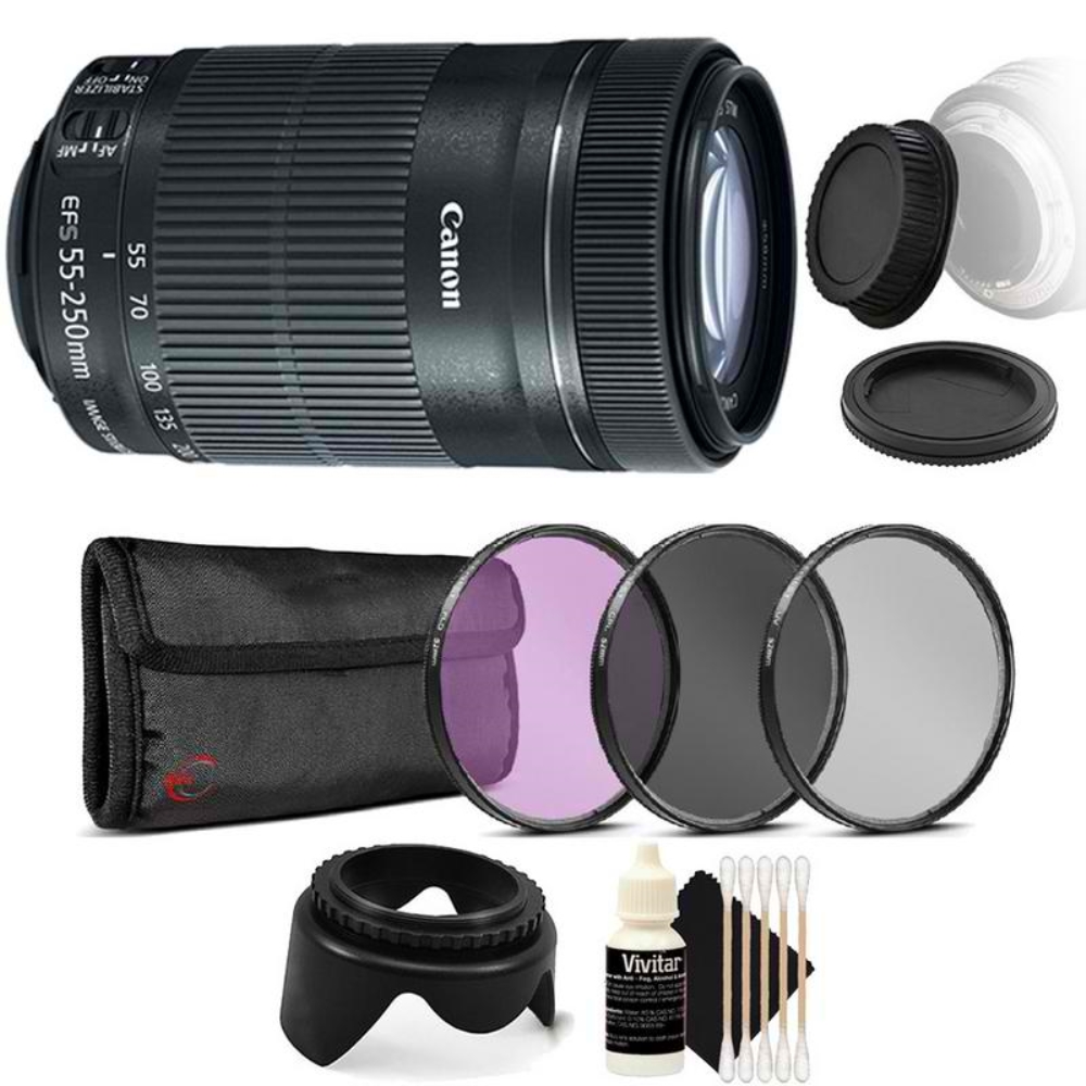 Canon Ef S 55 250mm F4 5 6 Is Stm Lens With Accessory Kit For Canon Slr Cameras Ebay