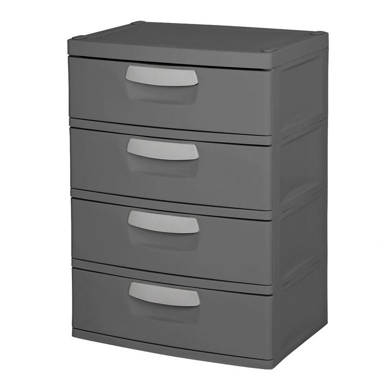 Sterilite 4 drawer Heavyduty Gray Storage Unit With Black Handles