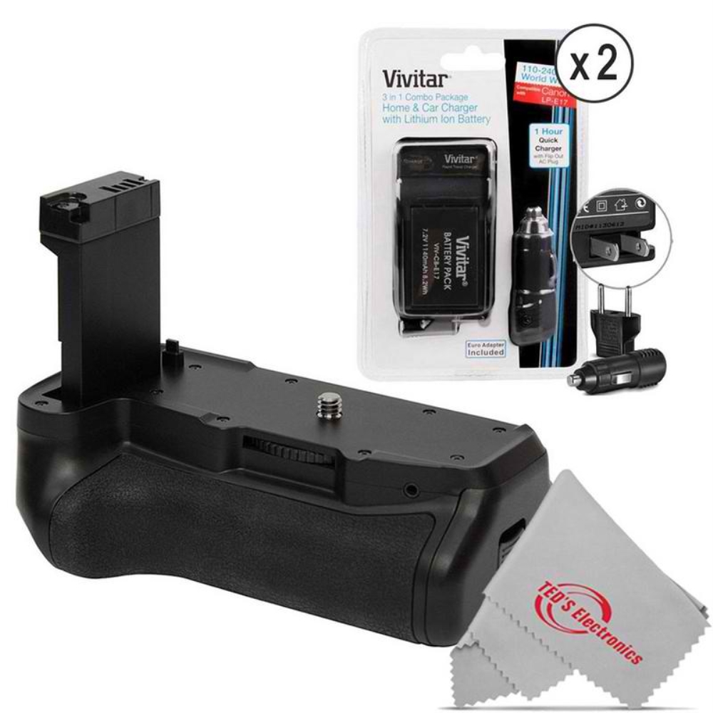 Vivitar VIVPGT7I Battery Grip for Canon T7I + Two CBE17 Replacement