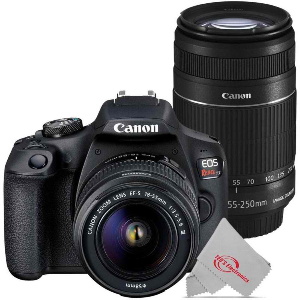 Canon EOS Rebel T7 24.1MP DSLR Camera with 18-55mm + Canon 55-250 IS II