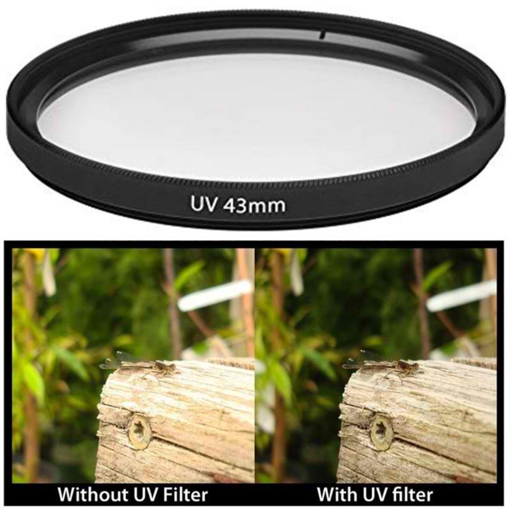 2 Pcs 43mm UV Ultraviolet Haze Glass Filter for Canon EFM