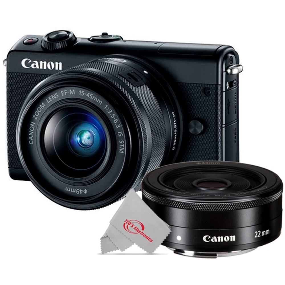Canon EOS M100 Mirrorless Digital Camera White with 1545mm + EFM 22mm
