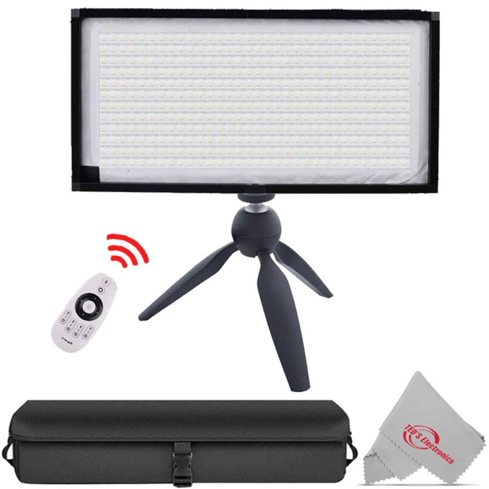 DFLITEKIT Vivitar Fabric 384 LED Light Panel Roll + Tabletop Tripod