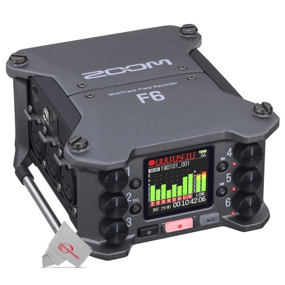Zoom F6 6-Input / 14-Track Multi-Track Field Recorder + Three